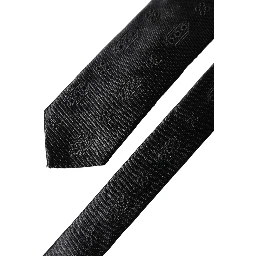 Black Patterned 100% Silk Adjustable Men Necktie Tie