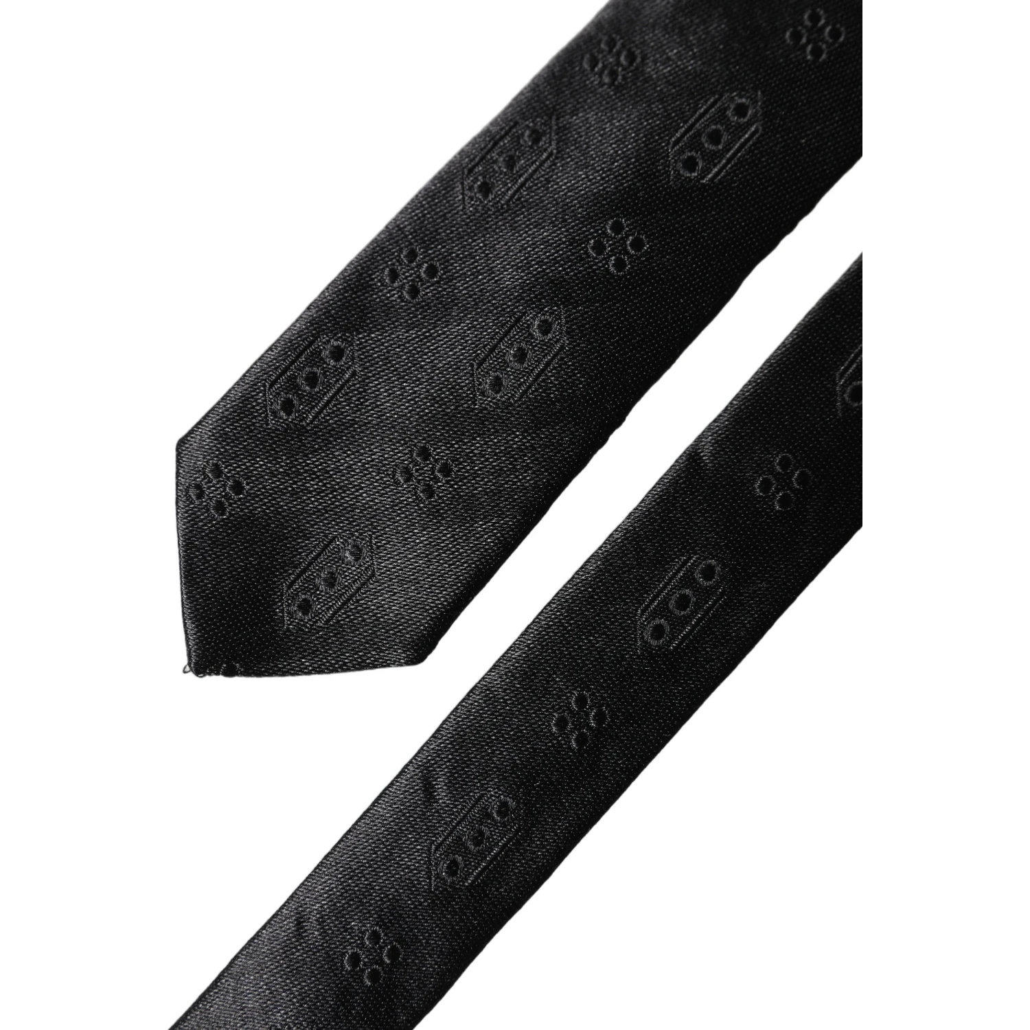 Black Patterned 100% Silk Adjustable Men Necktie Tie