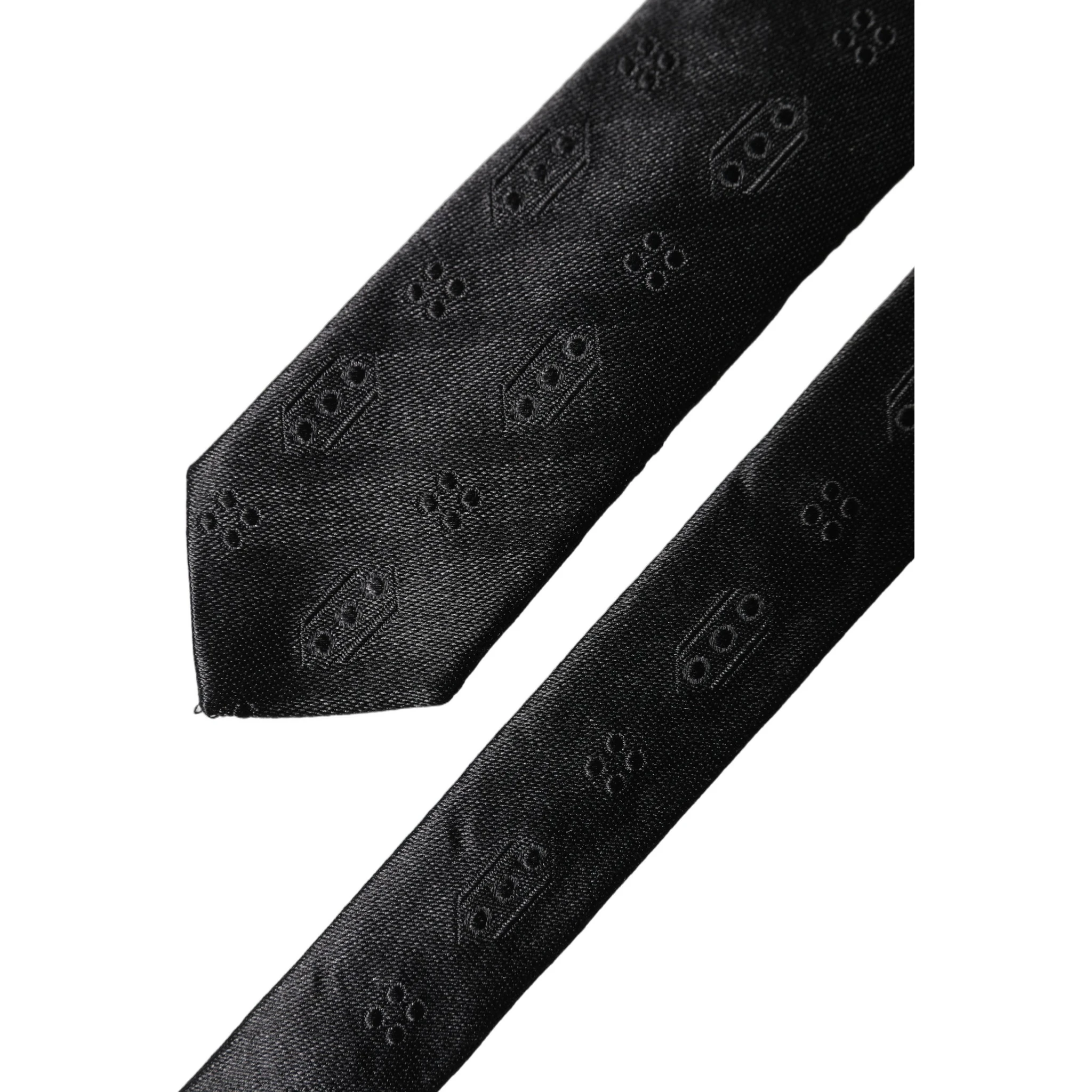 Black Patterned 100% Silk Adjustable Men Necktie Tie