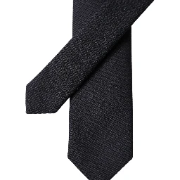 Black Solid 100% Silk Adjustable Men Tied Necktie Tie