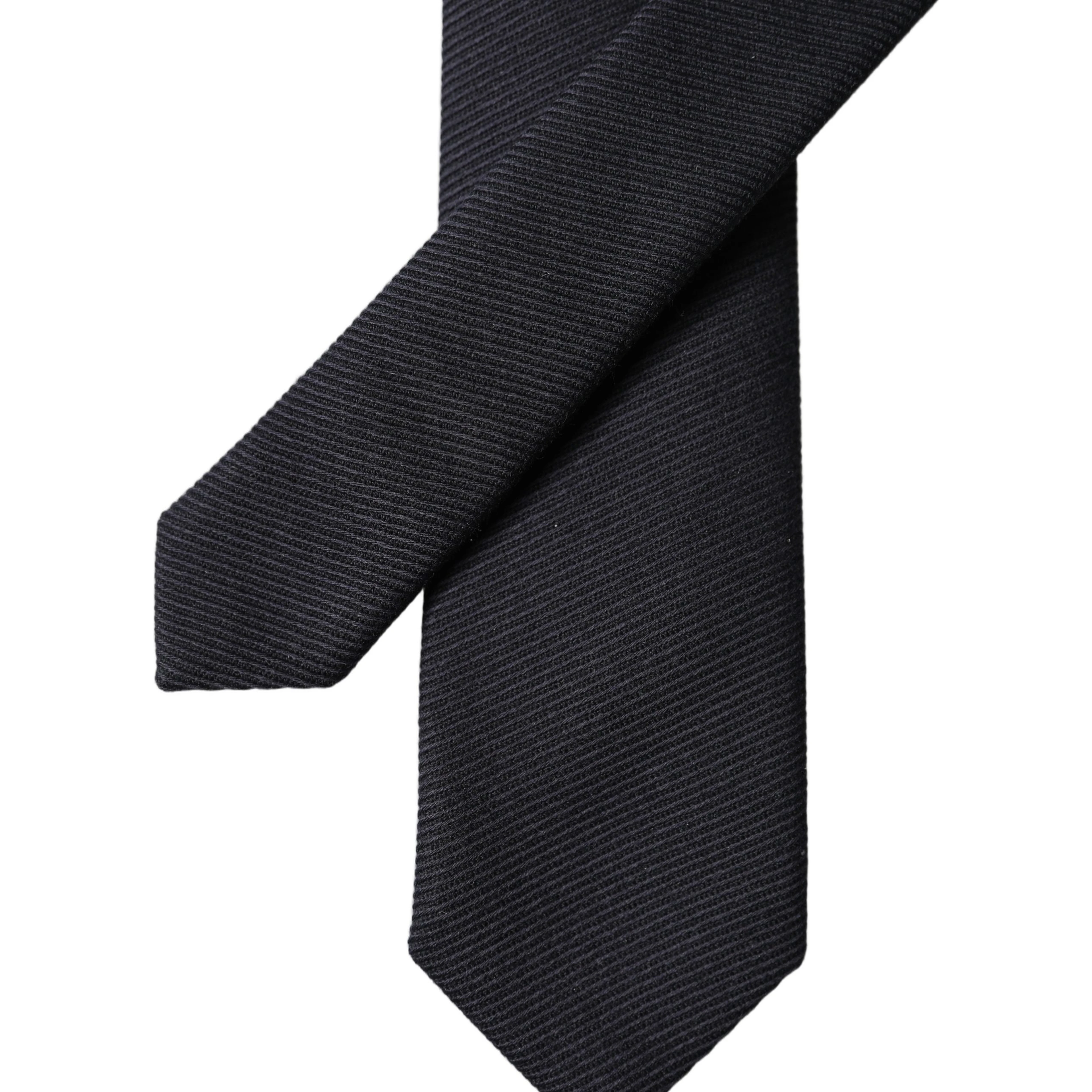 Black Solid 100% Silk Adjustable Men Tied Necktie Tie