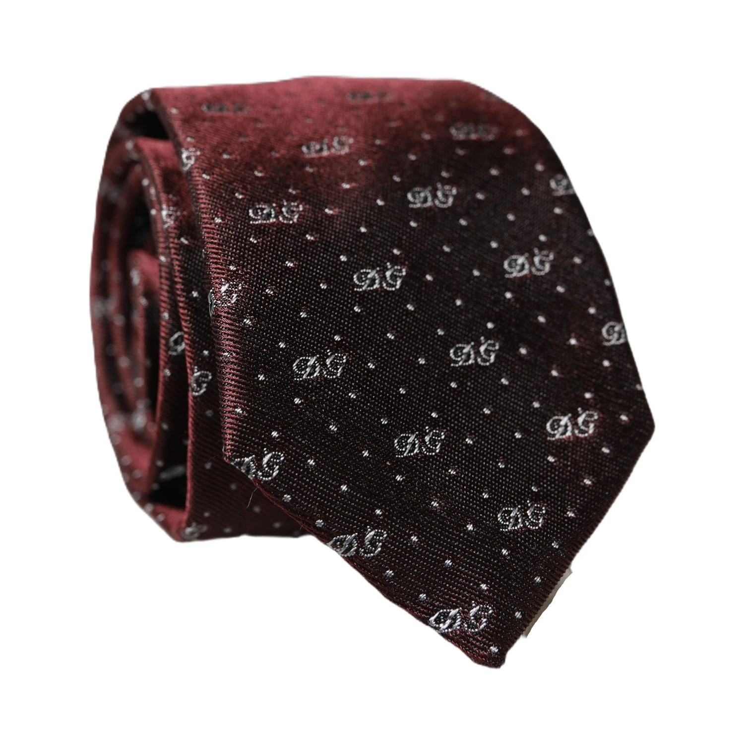 Burgundy Logo Monogram Silk Adjustable Men Necktie Tie