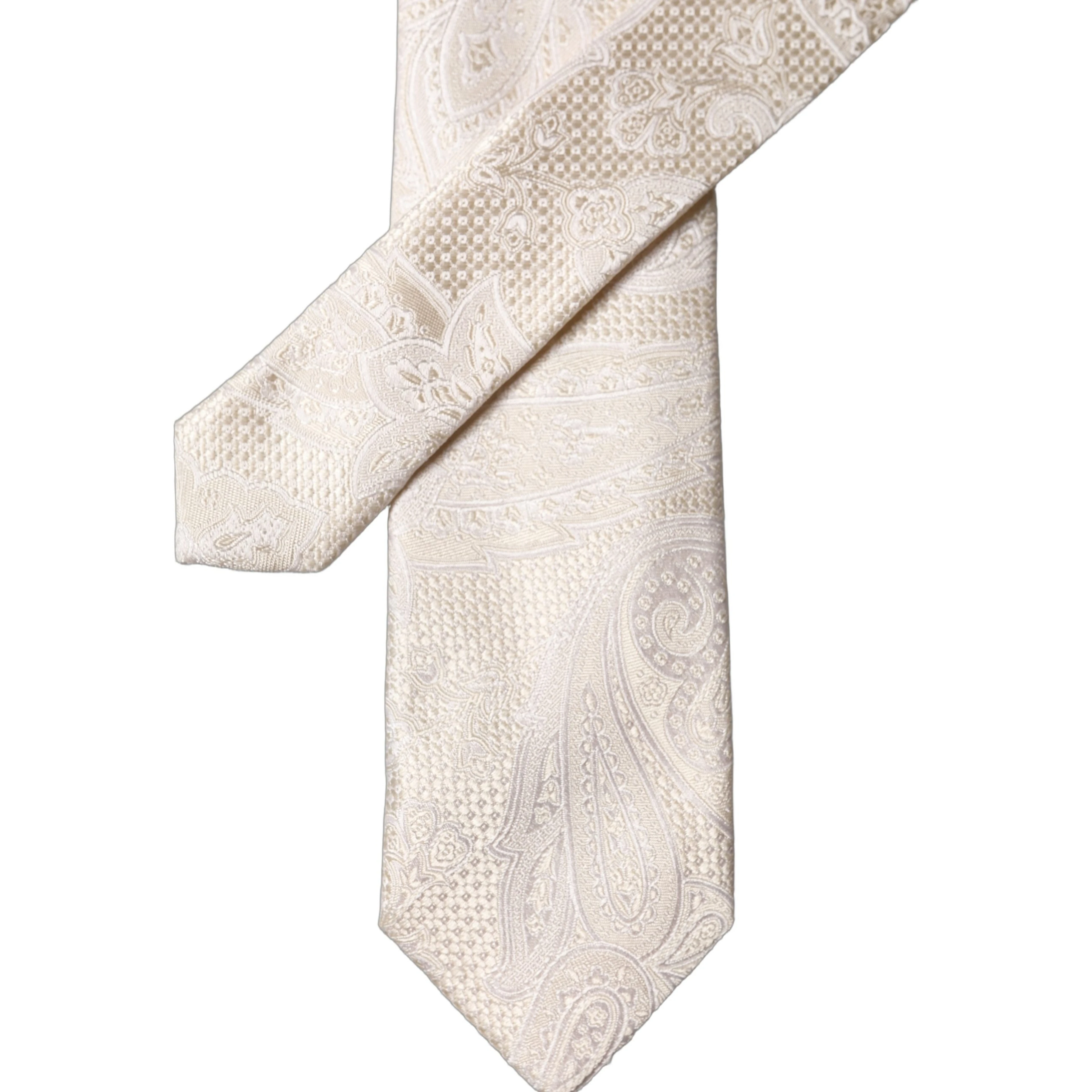 Off White Floral Silk Adjustable Men Tied Necktie Tie