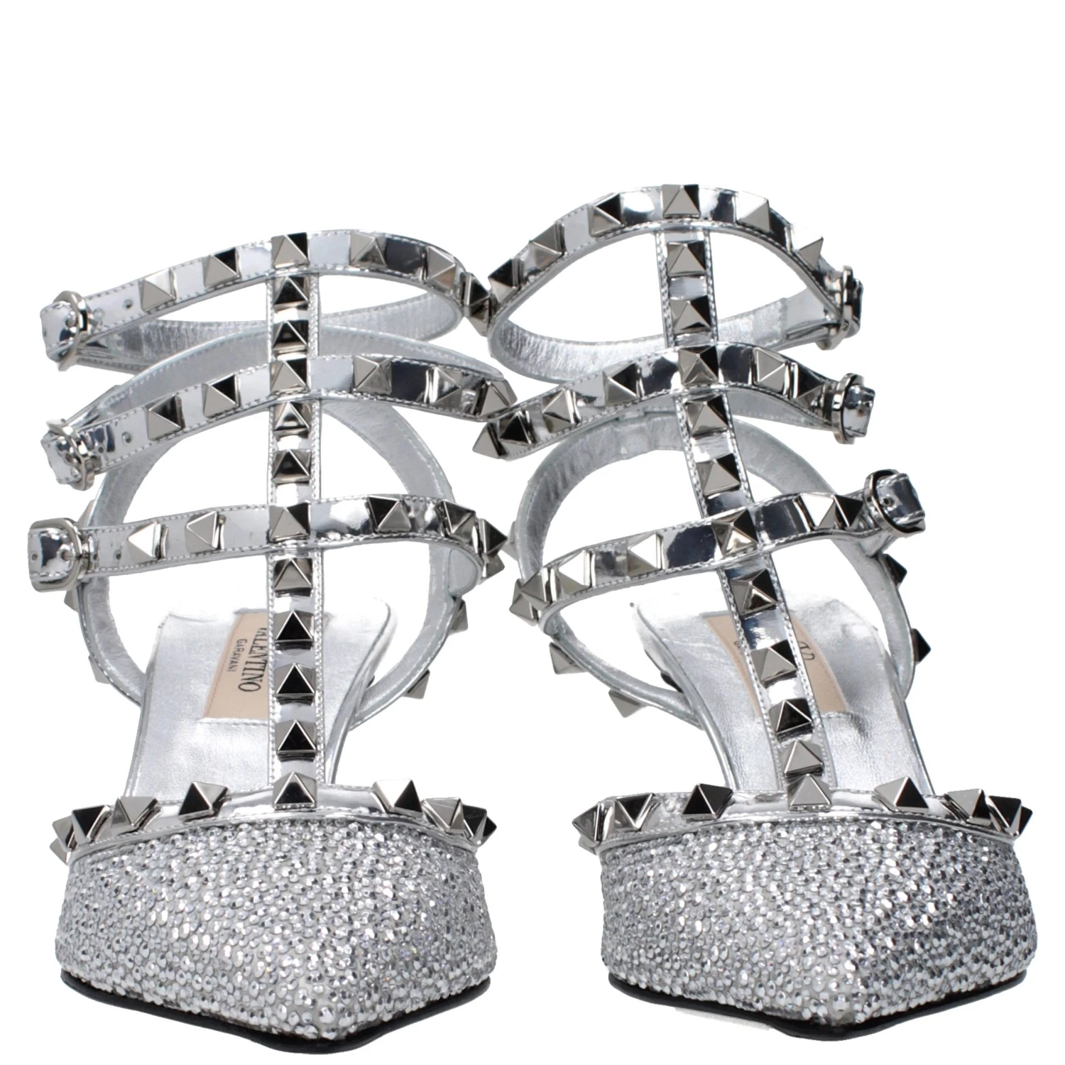 Gray Leather Stiletto Heel Sandals