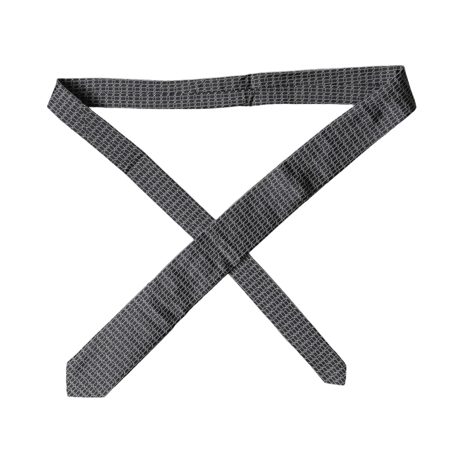 Black Geometric DG Silk Adjustable Men Tied Necktie Tie