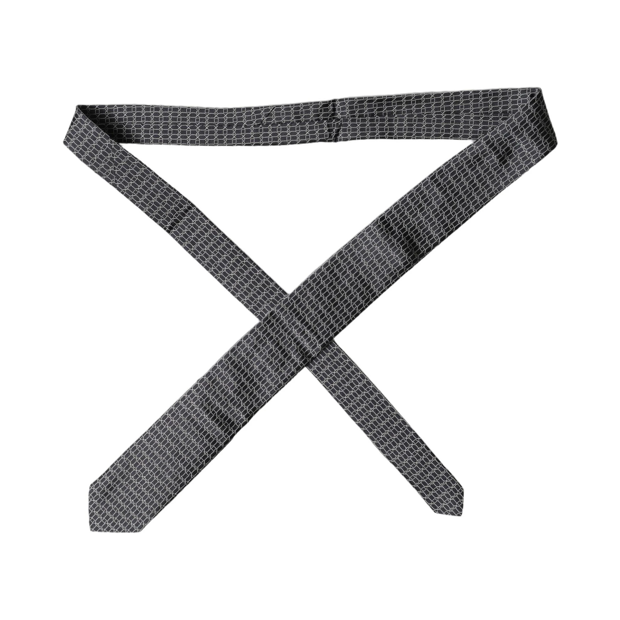 Black Geometric DG Silk Adjustable Men Tied Necktie Tie