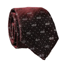 Burgundy Logo Monogram Silk Adjustable Men Necktie Tie