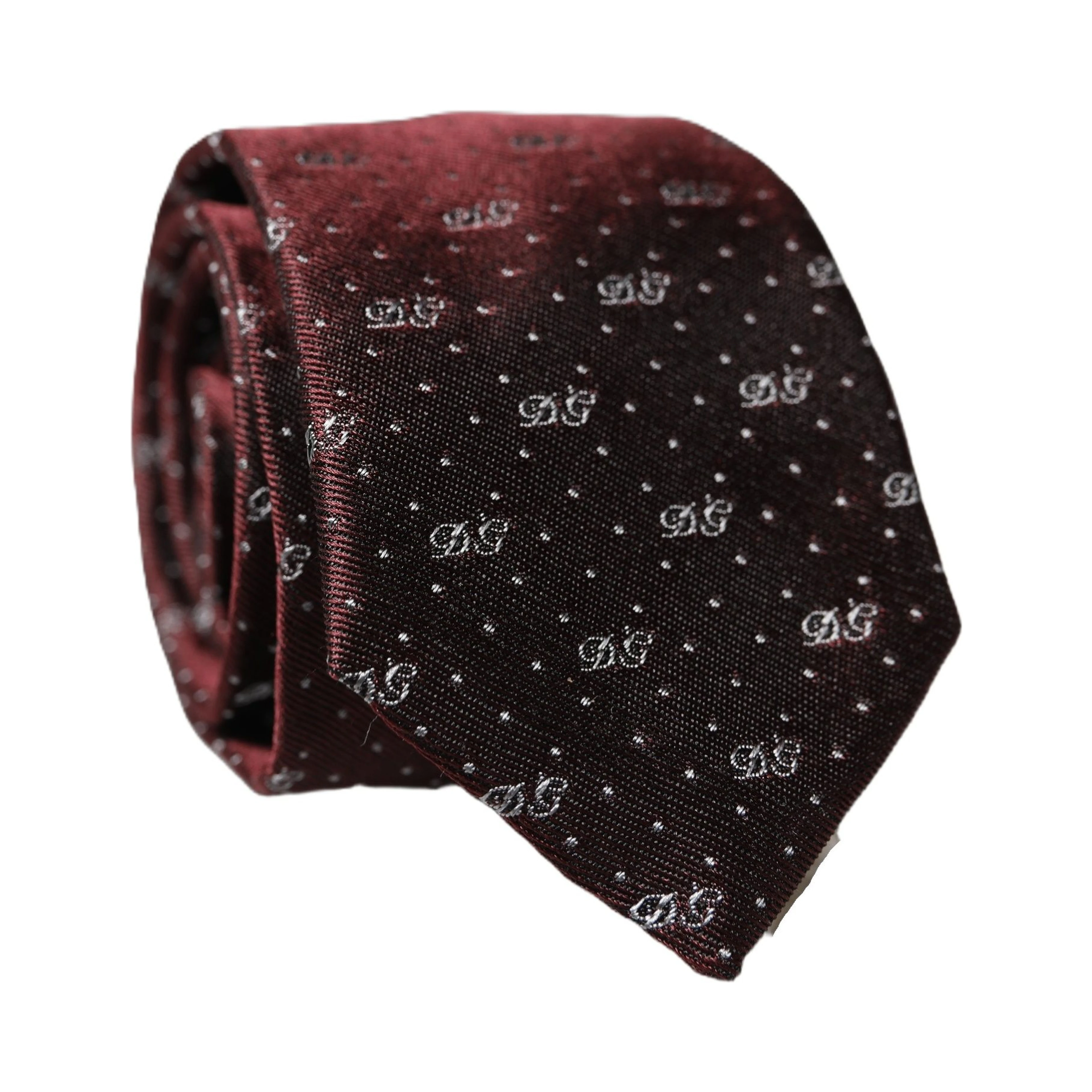 Burgundy Logo Monogram Silk Adjustable Men Necktie Tie