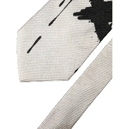 White Tattoo Floral Silk Adjustable Men Tied Necktie Tie
