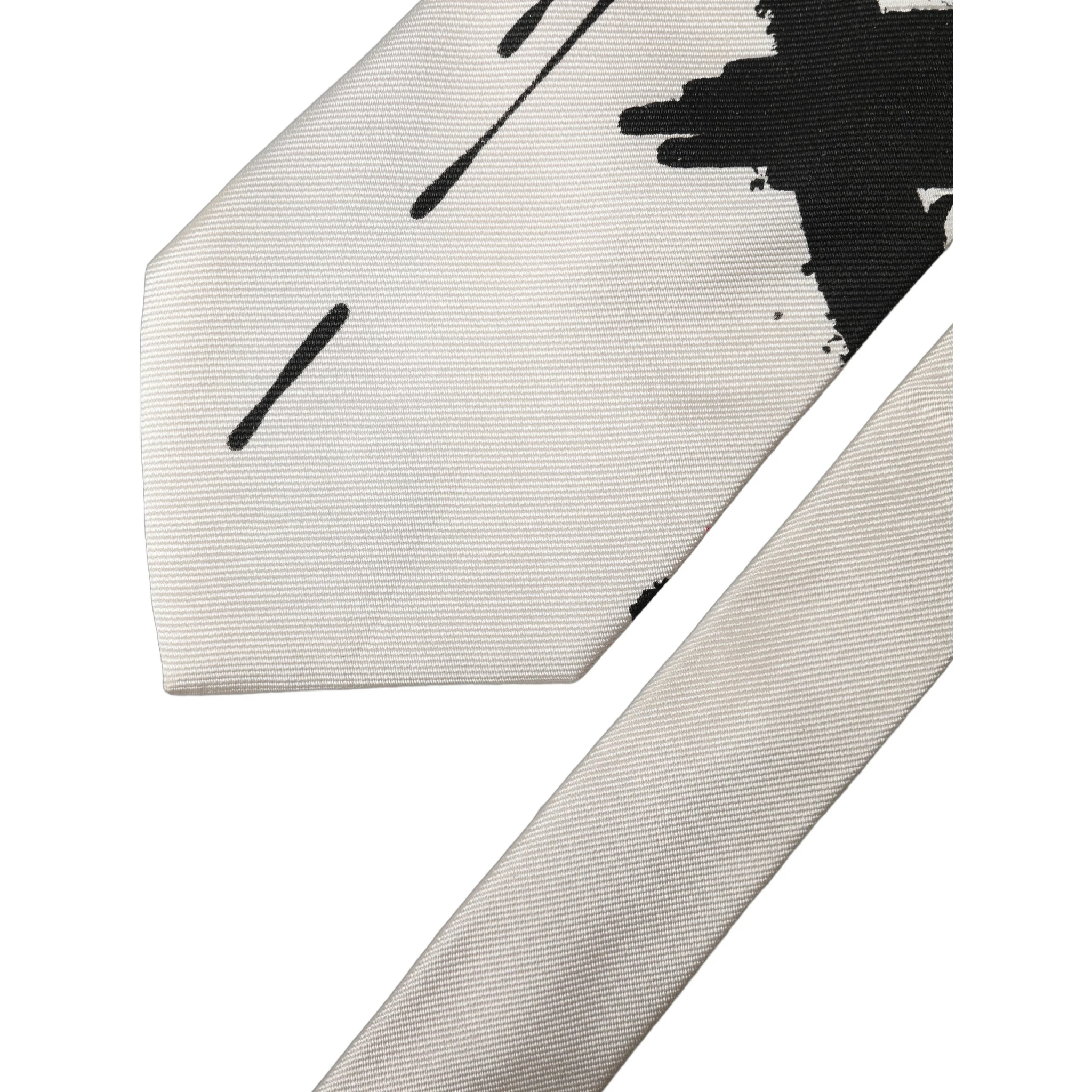 White Tattoo Floral Silk Adjustable Men Tied Necktie Tie