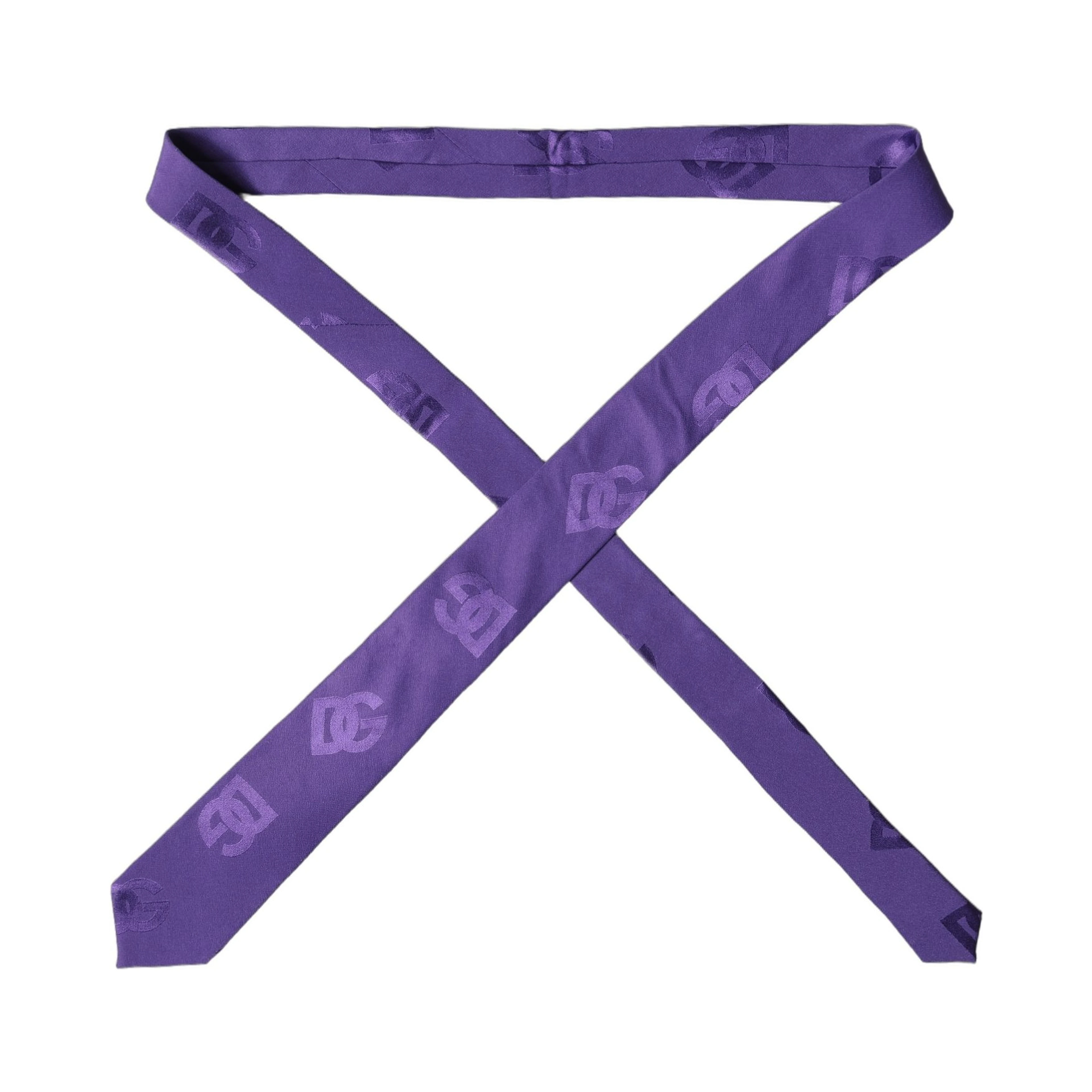 Purple DG Logo Monogram Silk Adjustable Men Necktie Tie
