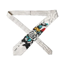 White Tattoo Floral Silk Adjustable Men Tied Necktie Tie