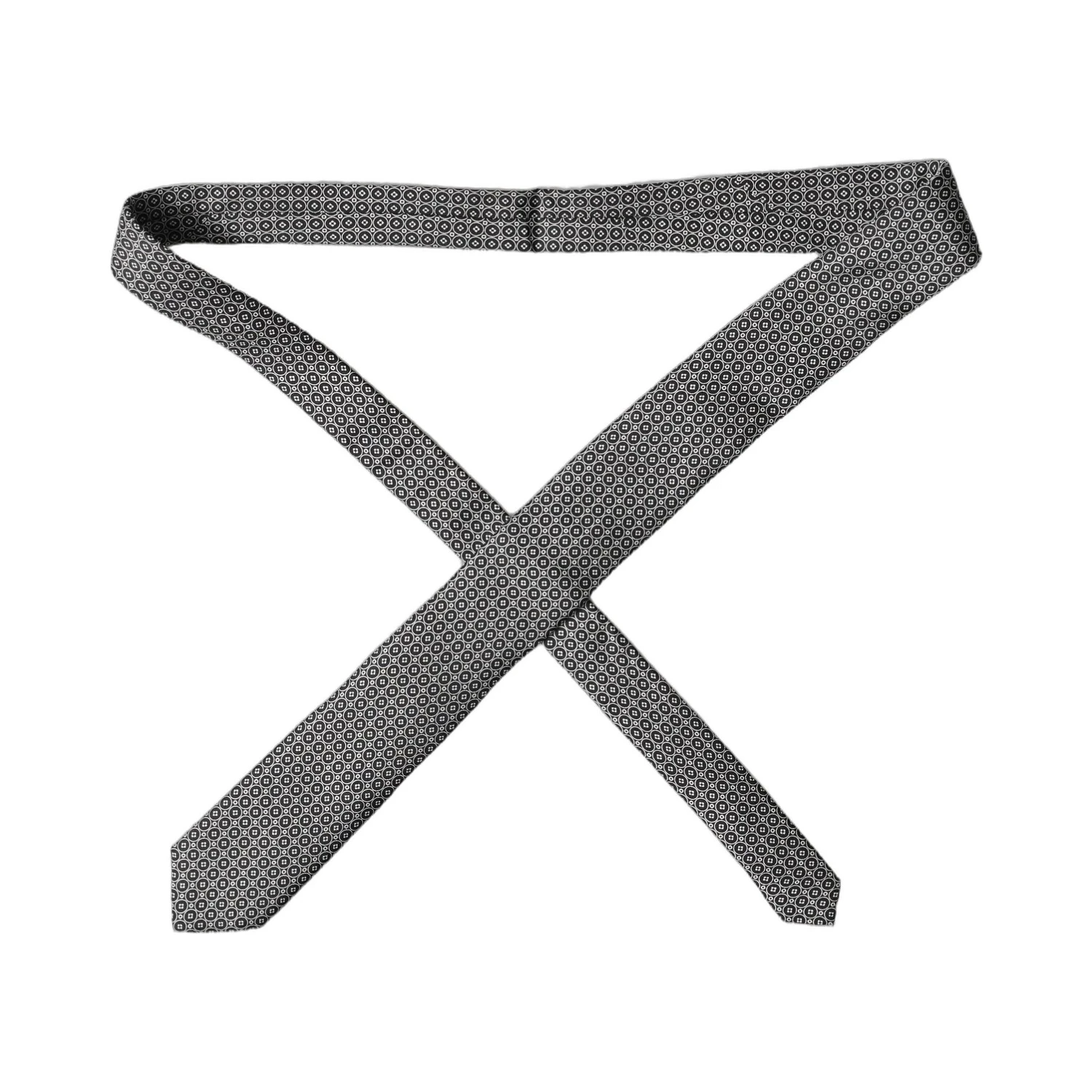 Black White Patterned Silk Adjustable Men Necktie Tie