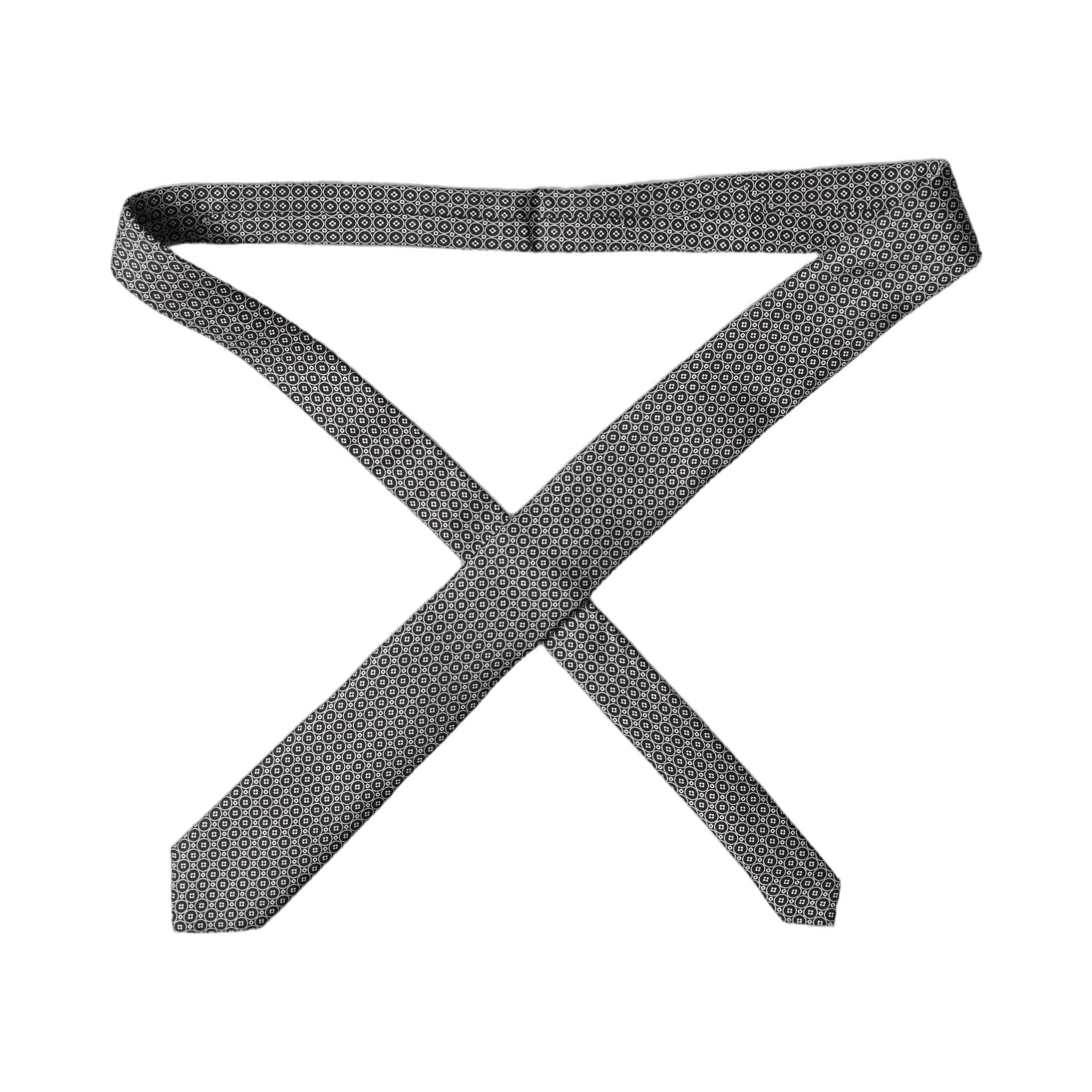Black White Patterned Silk Adjustable Men Necktie Tie