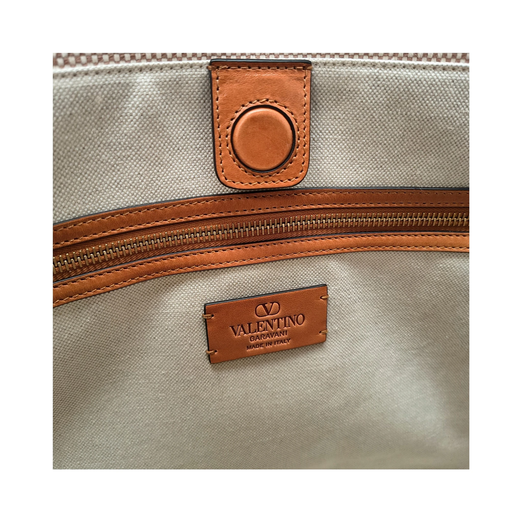 Beige Fabric Handbag