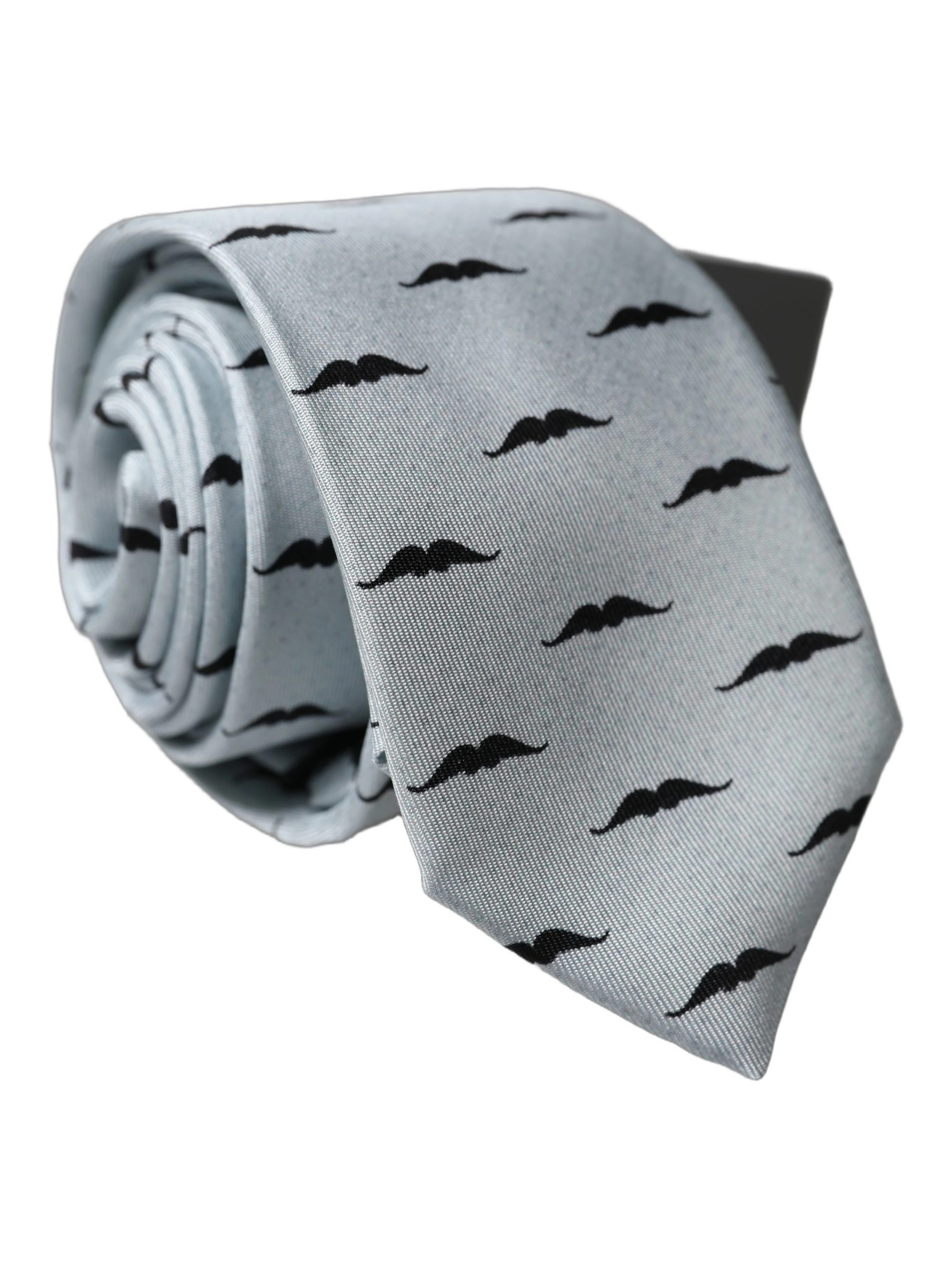 Light Gray Mustache Fantasy Silk Adjustable Necktie Tie