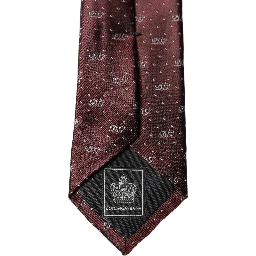 Burgundy Logo Monogram Silk Adjustable Men Necktie Tie