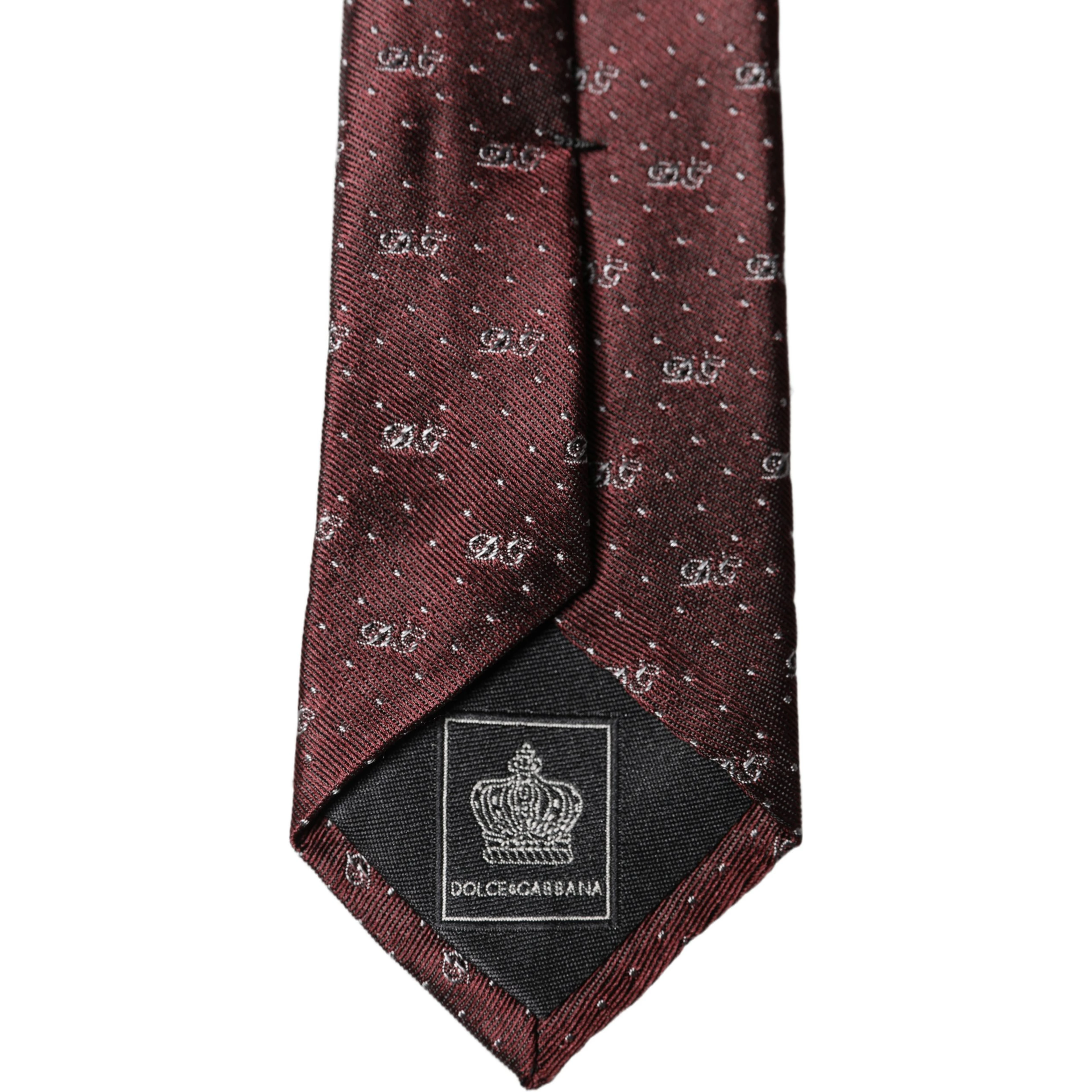 Burgundy Logo Monogram Silk Adjustable Men Necktie Tie