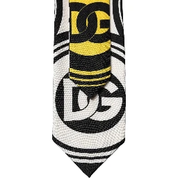 Multicolor Monogram Print Silk Adjustable Men Necktie Tie