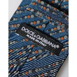 Blue Patterned 100% Silk Adjustable Men Tied Necktie Tie