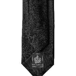 Black Floral Fantasy Silk Adjustable Men Tied Necktie Tie