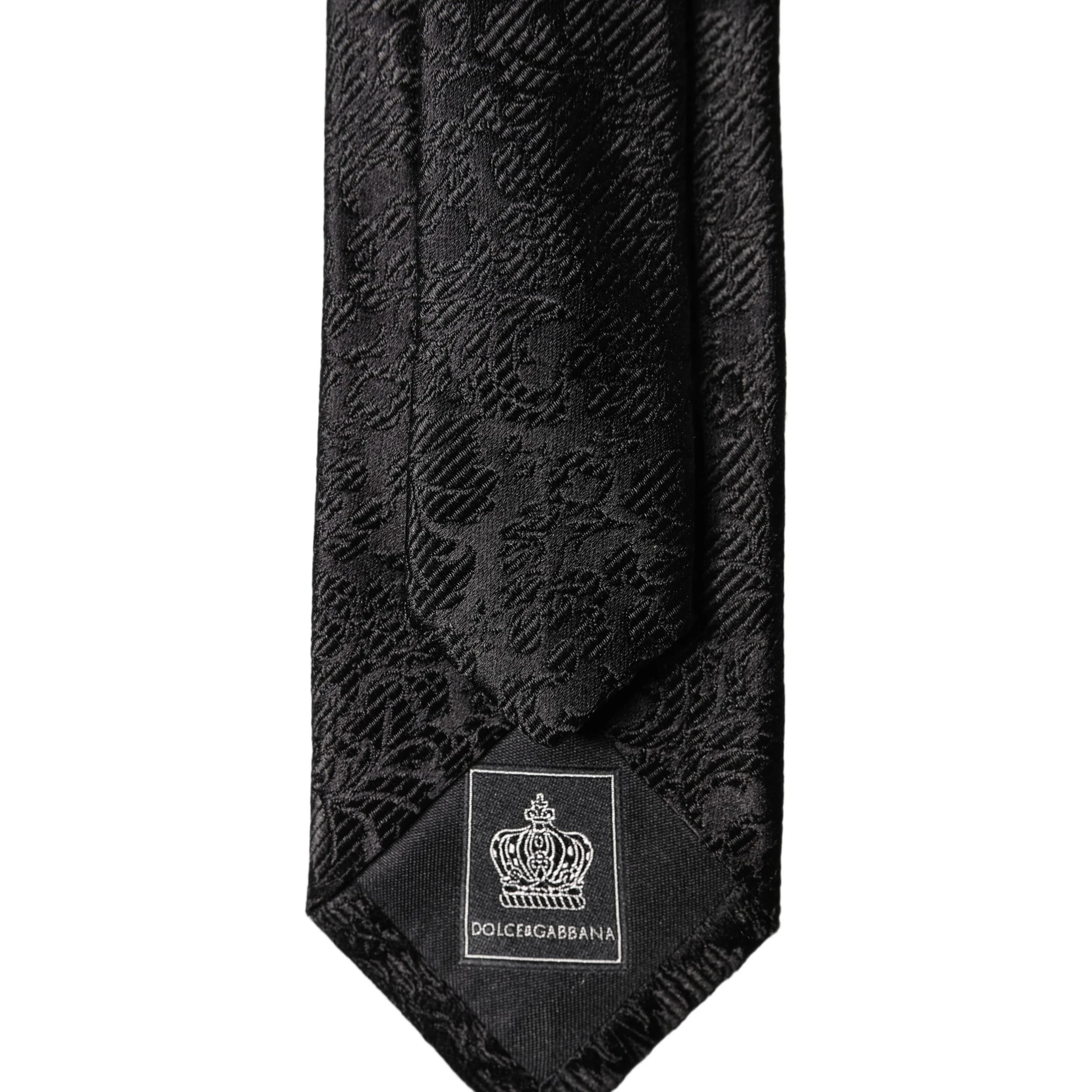 Black Floral Fantasy Silk Adjustable Men Tied Necktie Tie