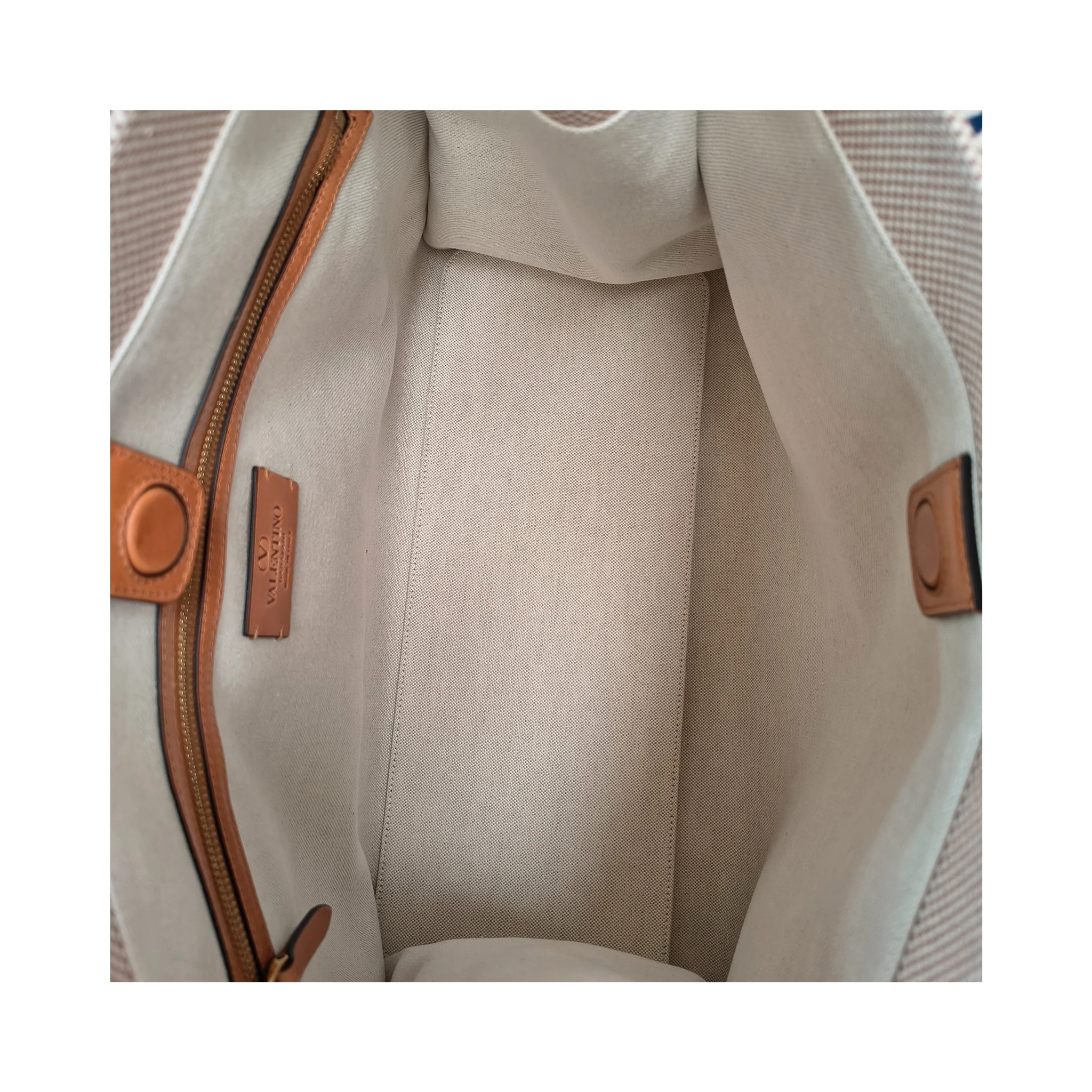 Beige Fabric Handbag