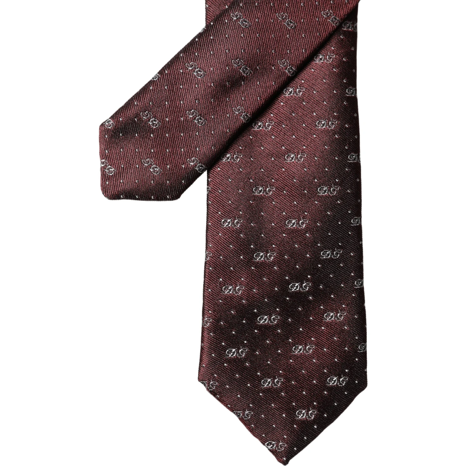 Burgundy Logo Monogram Silk Adjustable Men Necktie Tie