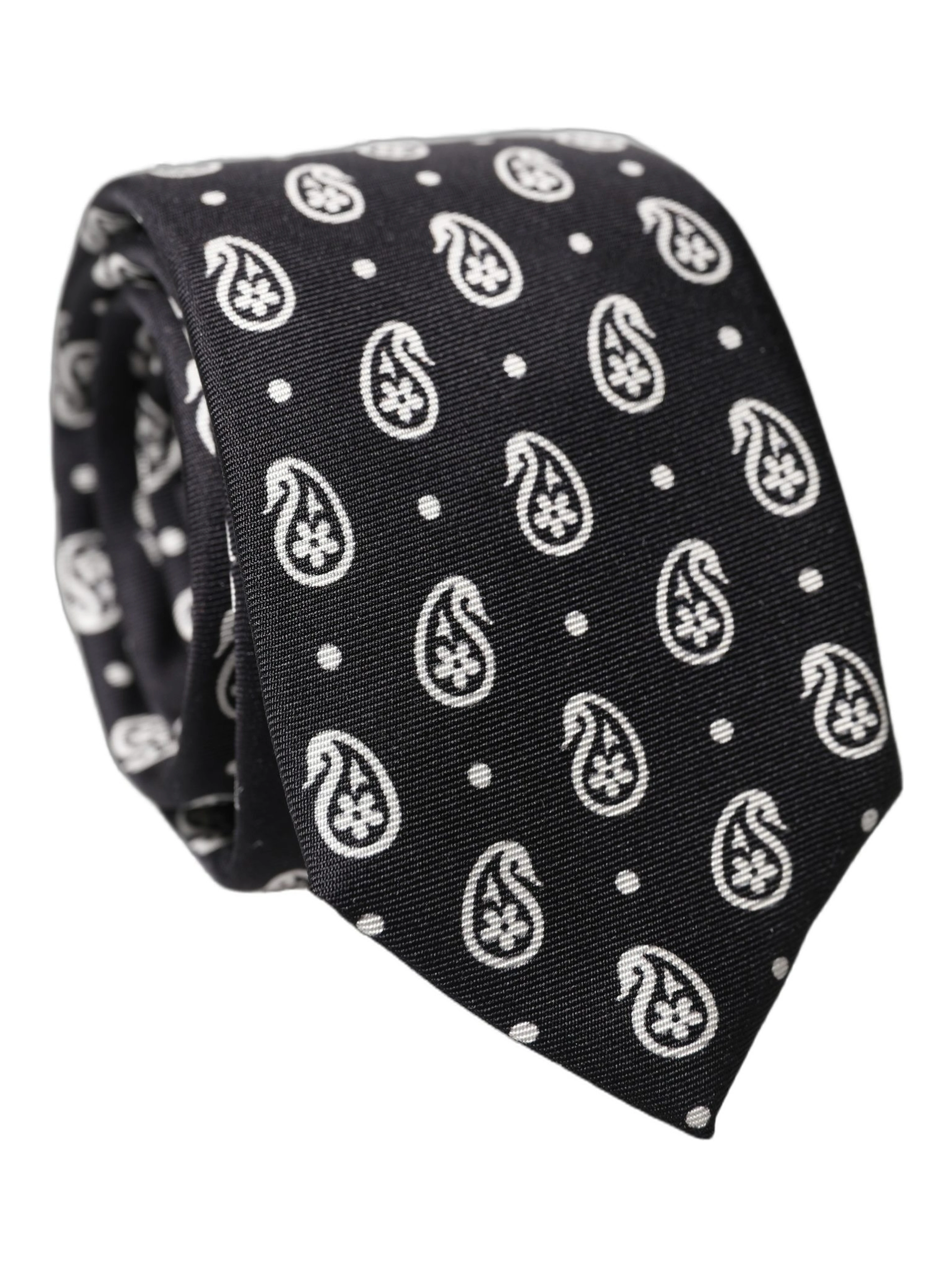 Black Paisley 100% Silk Adjustable Men Tied Necktie Tie
