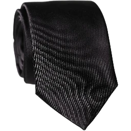 Black Solid 100% Silk Adjustable Men Tied Necktie Tie