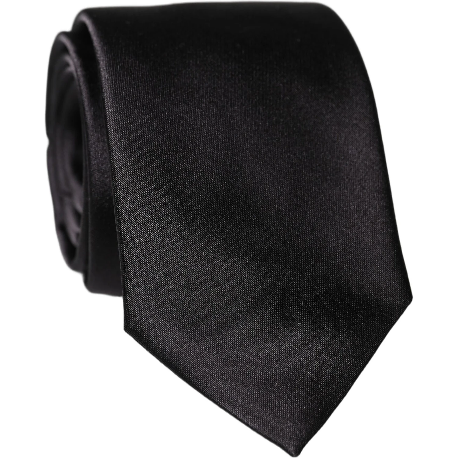 Black Solid 100% Silk Adjustable Men Tied Necktie Tie