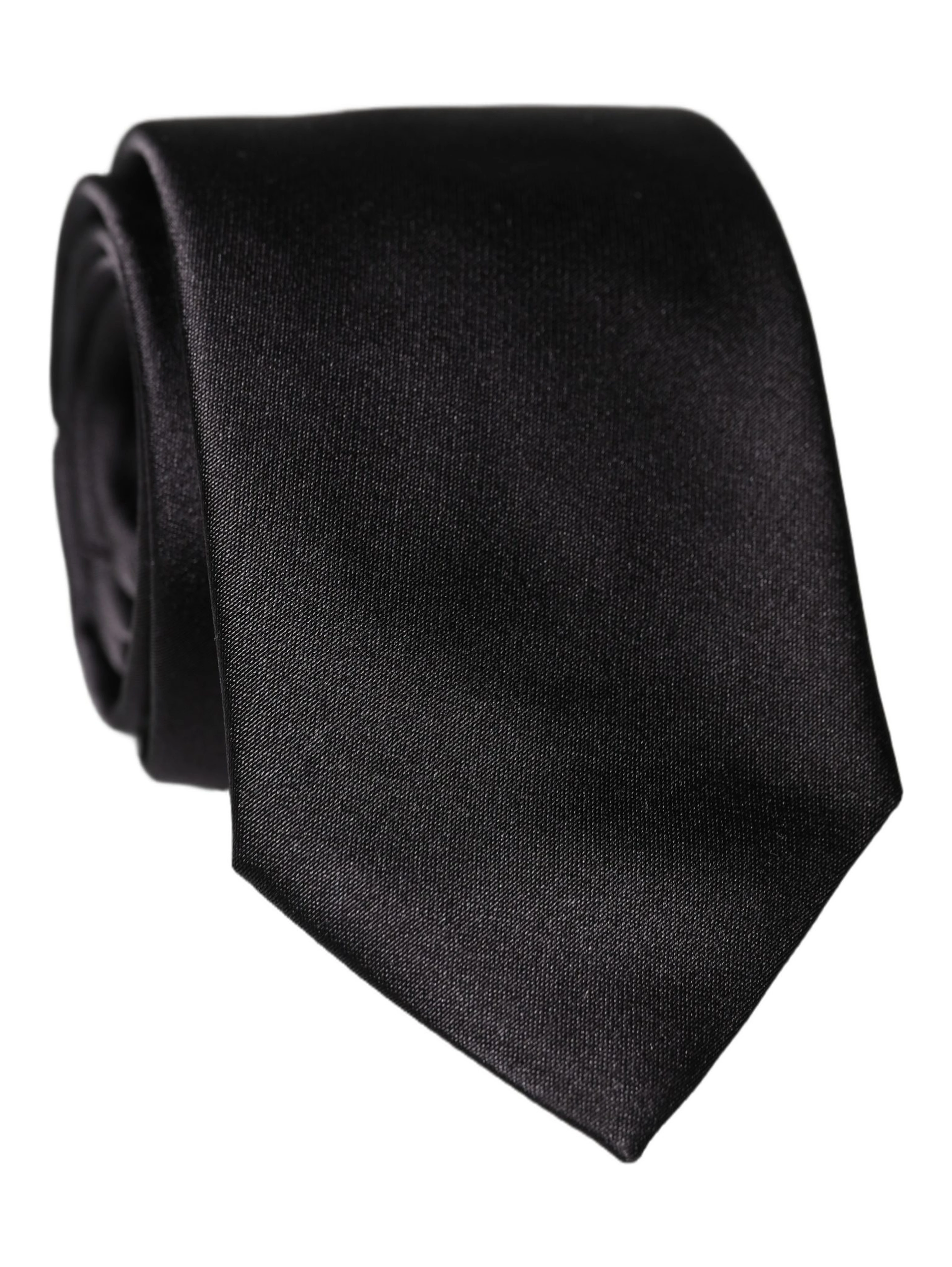 Black Solid 100% Silk Adjustable Men Tied Necktie Tie