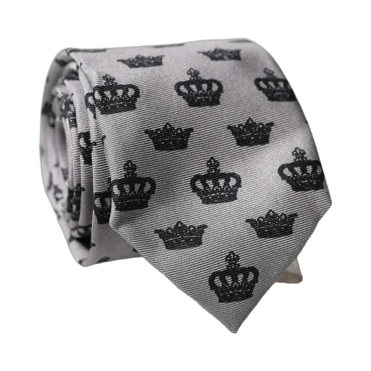 Gray Crown Fantasy Silk Adjustable Men Tied Necktie Tie