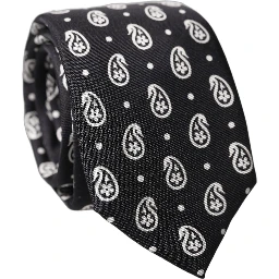 Black Paisley 100% Silk Adjustable Men Tied Necktie Tie