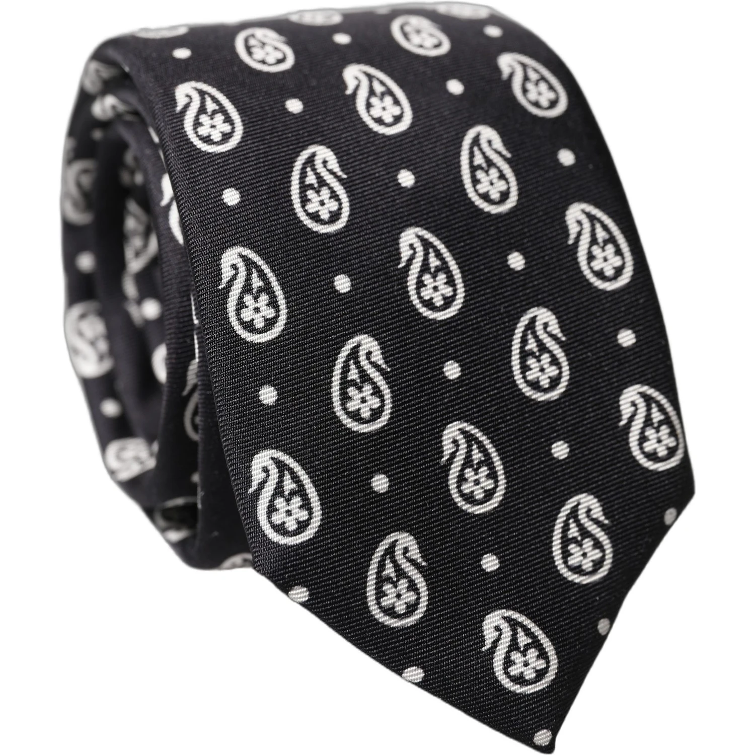 Black Paisley 100% Silk Adjustable Men Tied Necktie Tie