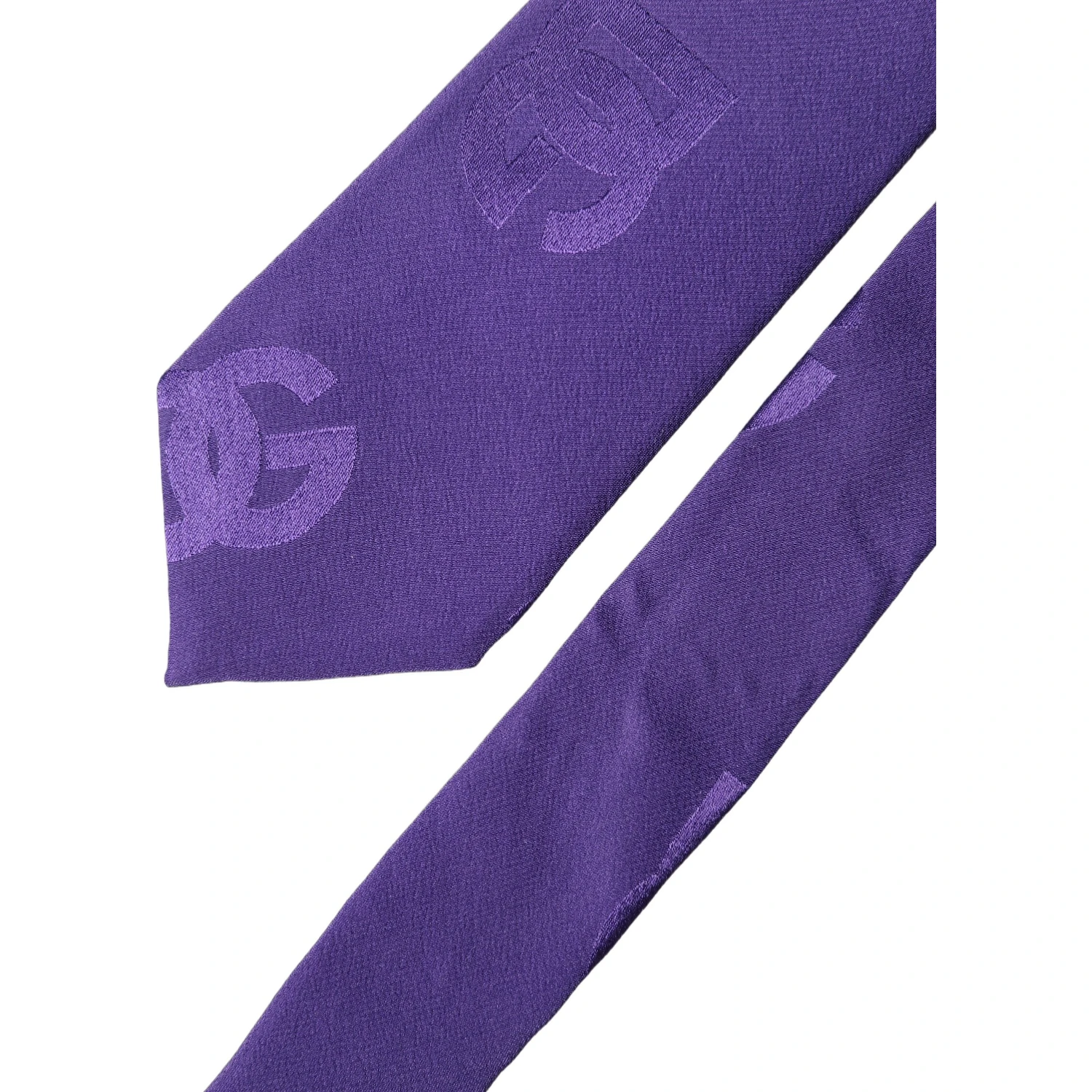 Purple DG Logo Monogram Silk Adjustable Men Necktie Tie