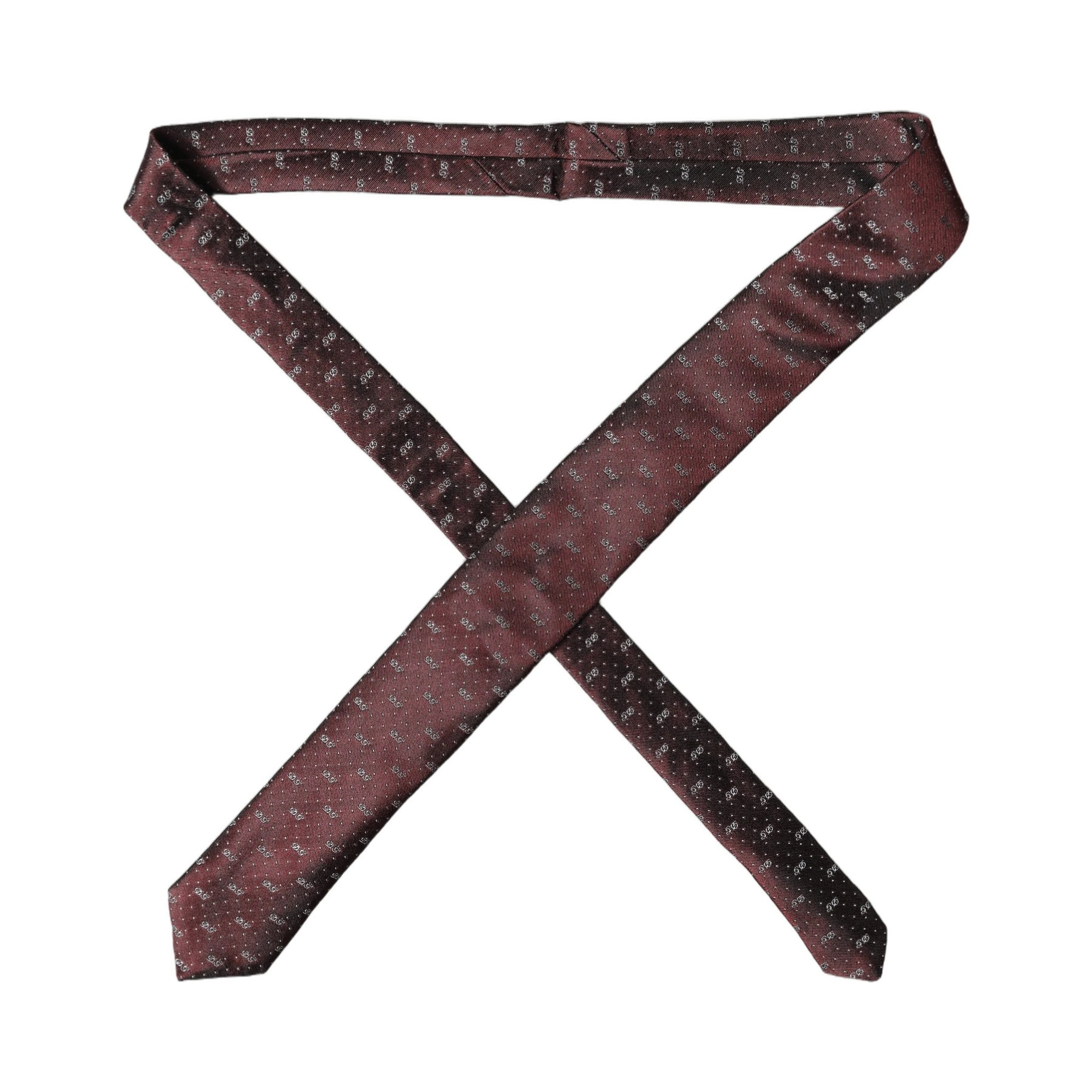 Burgundy Logo Monogram Silk Adjustable Men Necktie Tie