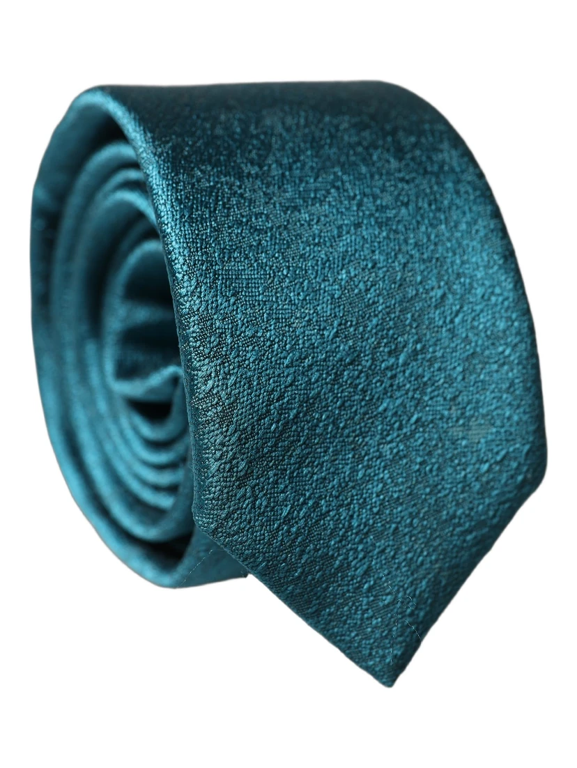 Deep Teal Solid Silk Adjustable Men Tied Necktie Tie