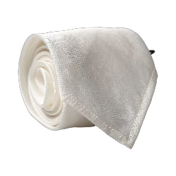 White Solid Silk Blend Adjustable Men Tied Necktie Tie