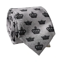 Gray Crown Fantasy Silk Adjustable Men Tied Necktie Tie