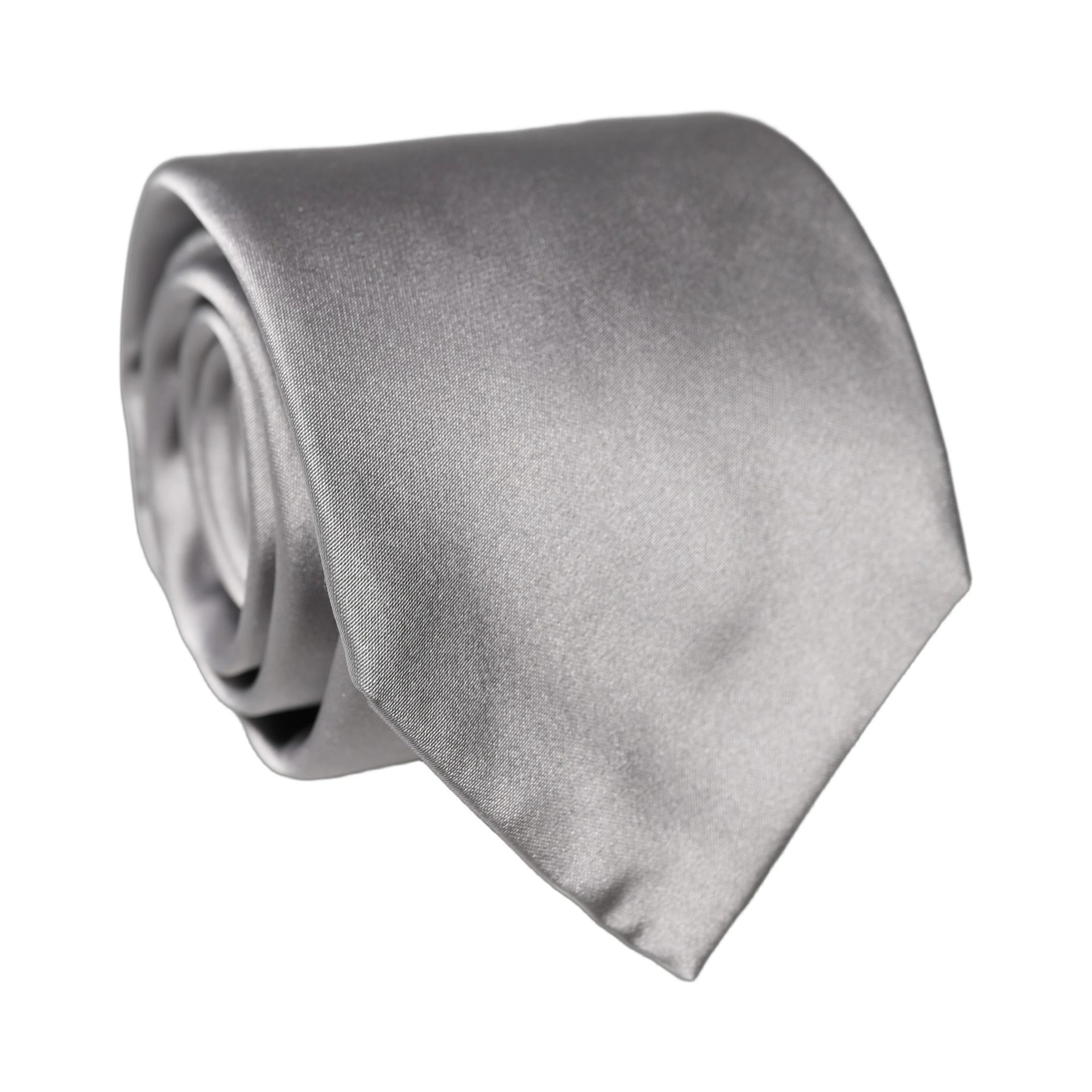 Gray Satin 100% Silk Adjustable Men Tied Necktie Tie