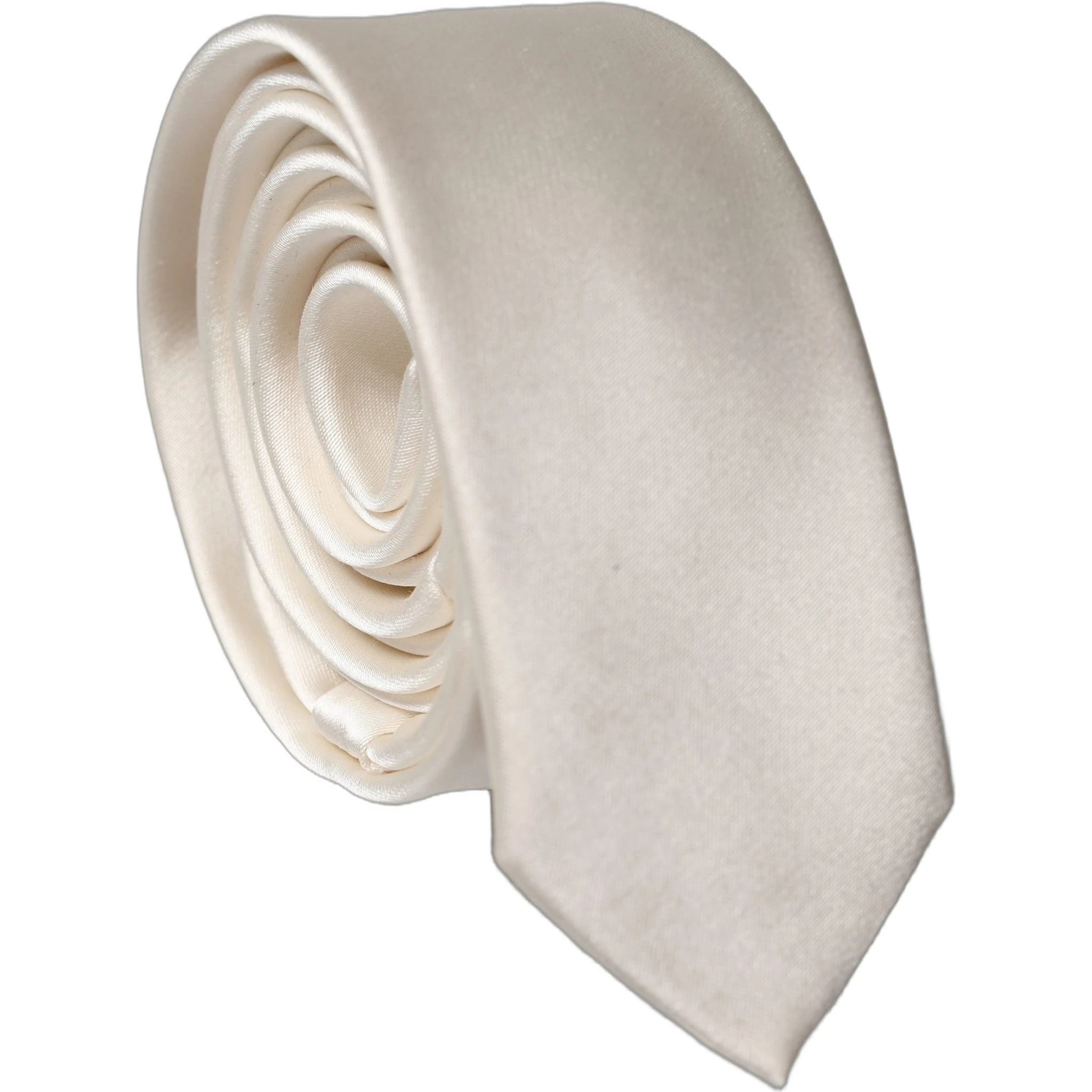 Off White Solid 100% Silk Adjustable Men Tied Necktie Tie