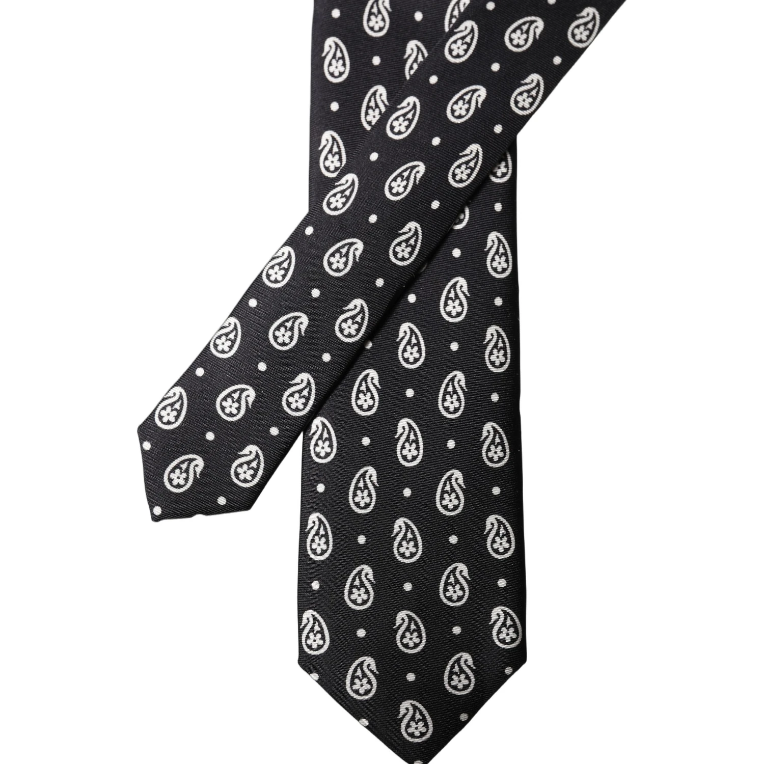 Black Paisley 100% Silk Adjustable Men Tied Necktie Tie