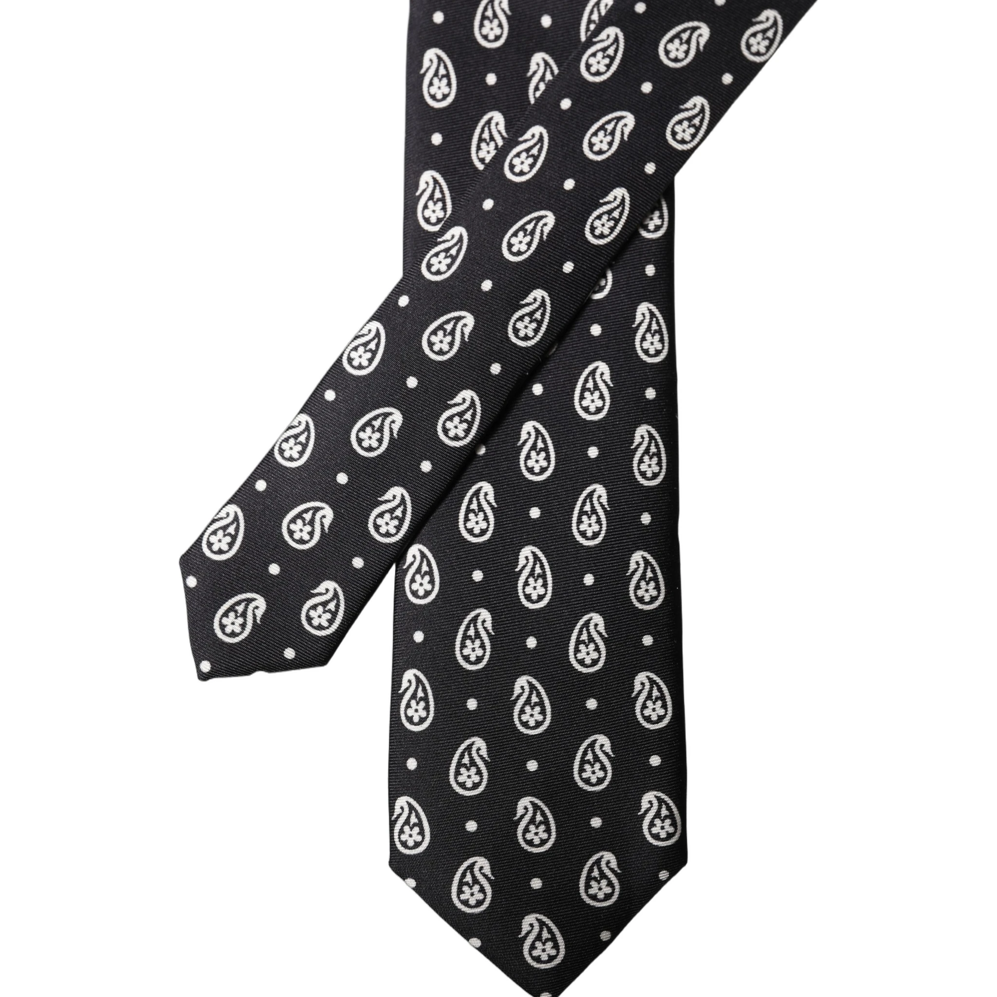 Black Paisley 100% Silk Adjustable Men Tied Necktie Tie