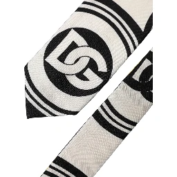 Multicolor Monogram Print Silk Adjustable Men Necktie Tie