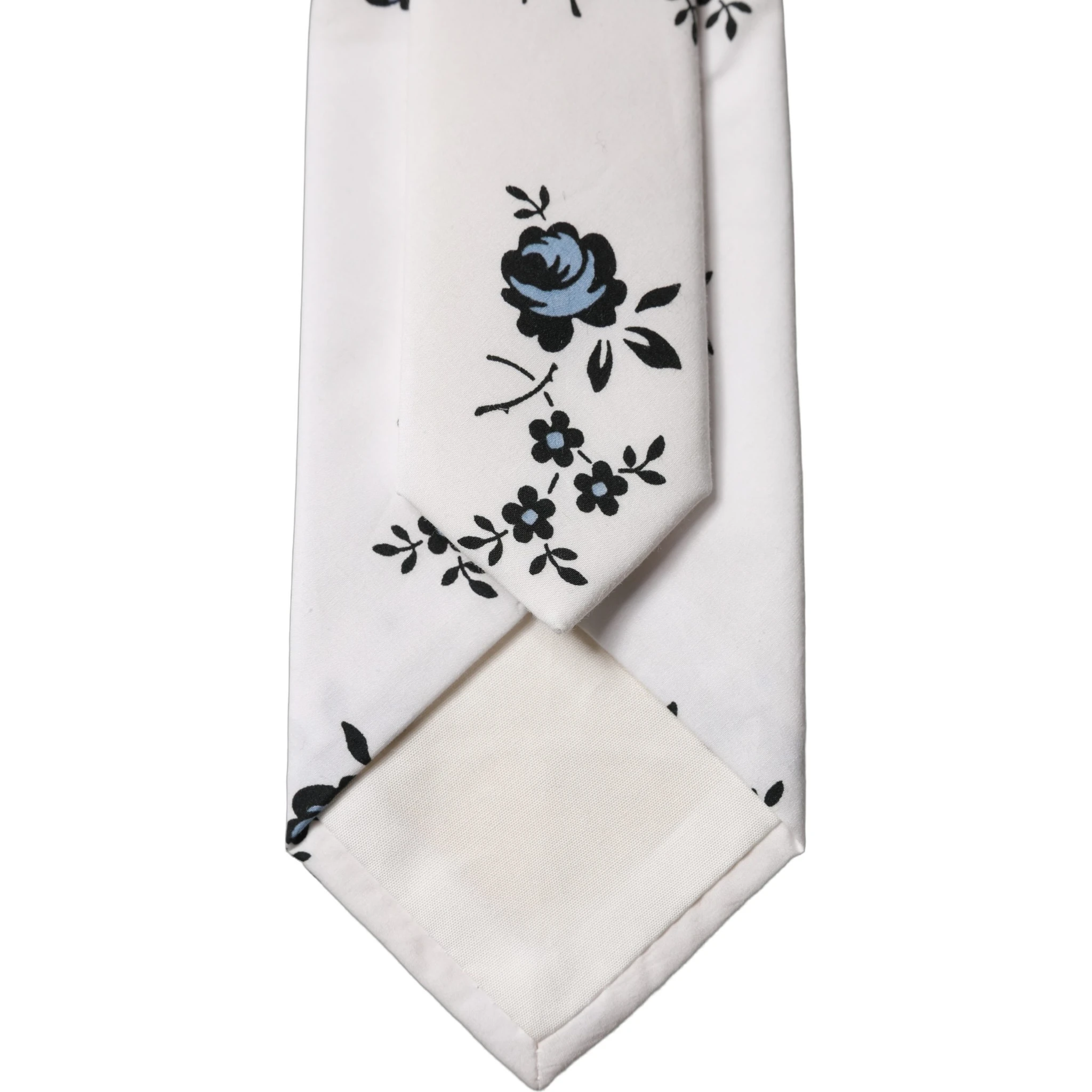 White Floral Fantasy Cotton Adjustable Men Necktie Tie