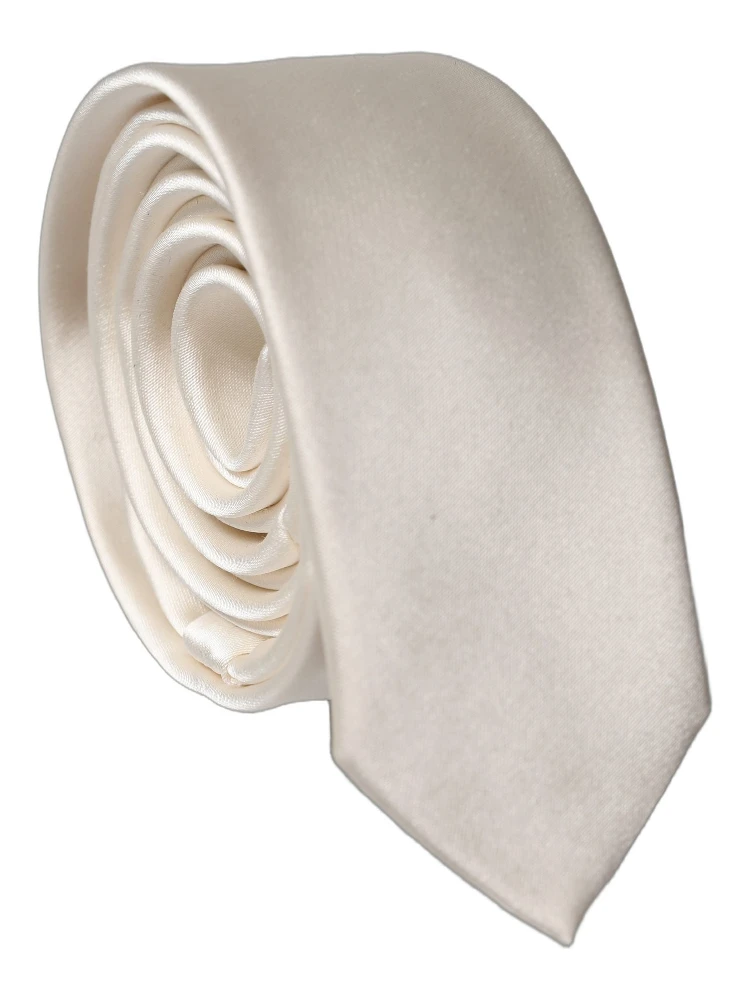 Off White Solid 100% Silk Adjustable Men Tied Necktie Tie alternative