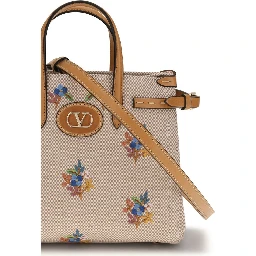 Beige Fabric Handbag