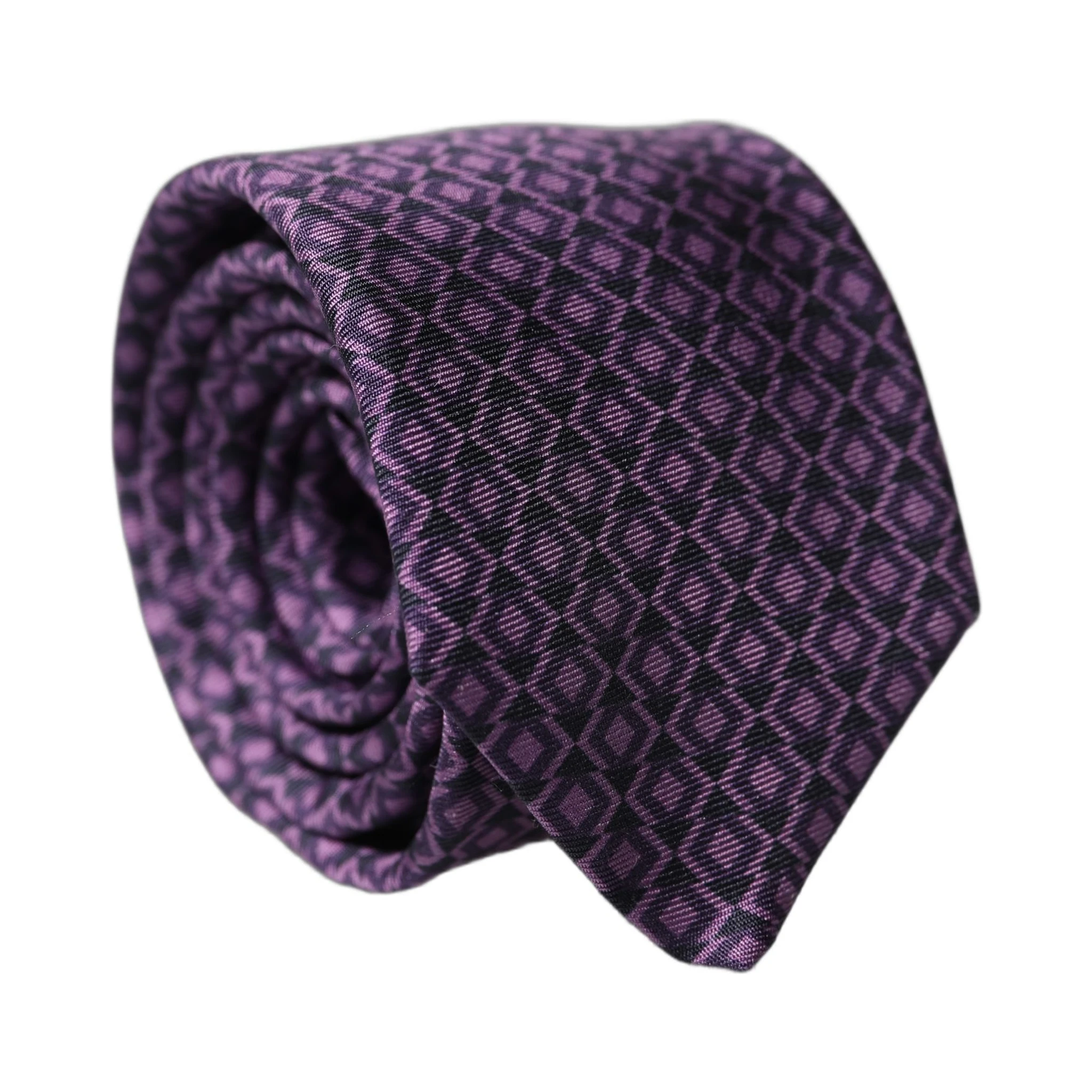 Purple Patterned 100% Silk Adjustable Men Necktie Tie