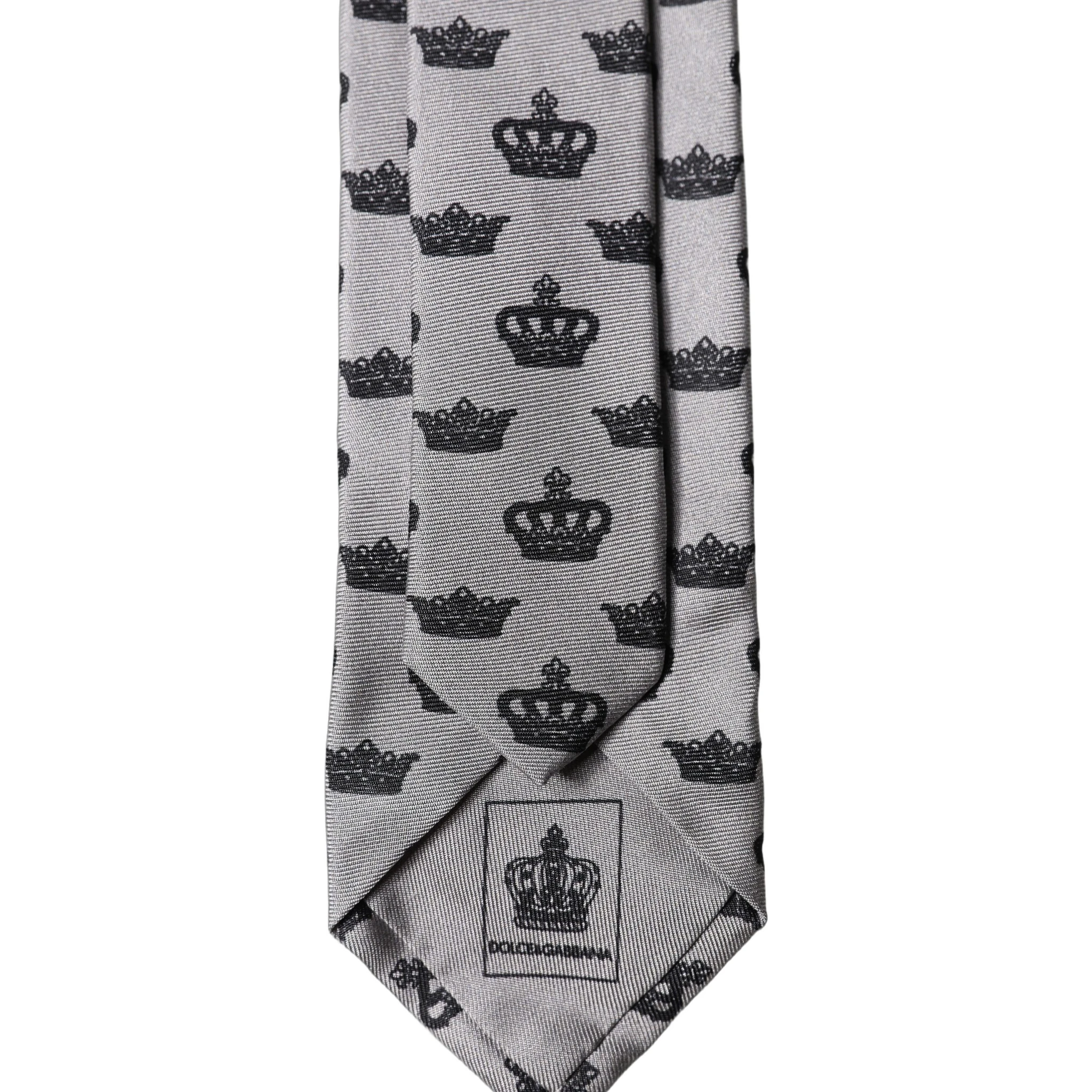 Gray Crown Fantasy Silk Adjustable Men Tied Necktie Tie
